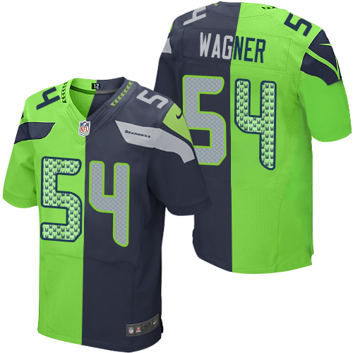 Men's Elite Bobby Wagner Nike Jersey Navy/Green - #54 Split Fashion NFL Seattle Seahawks